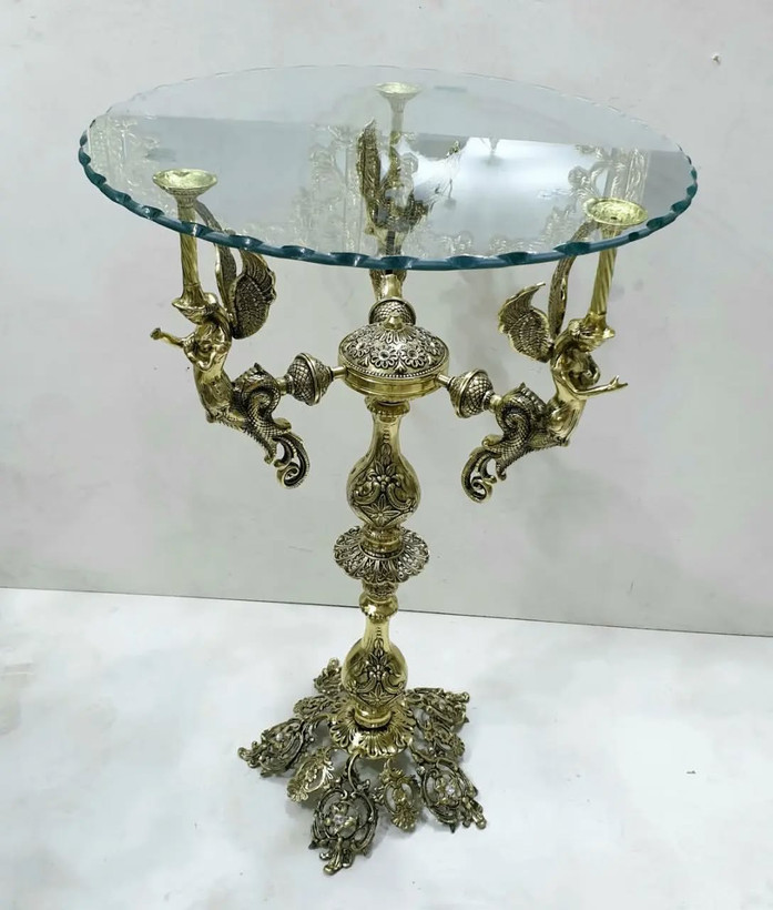 میز خاطره 3 فرشته برنزی مدل پایه برگی