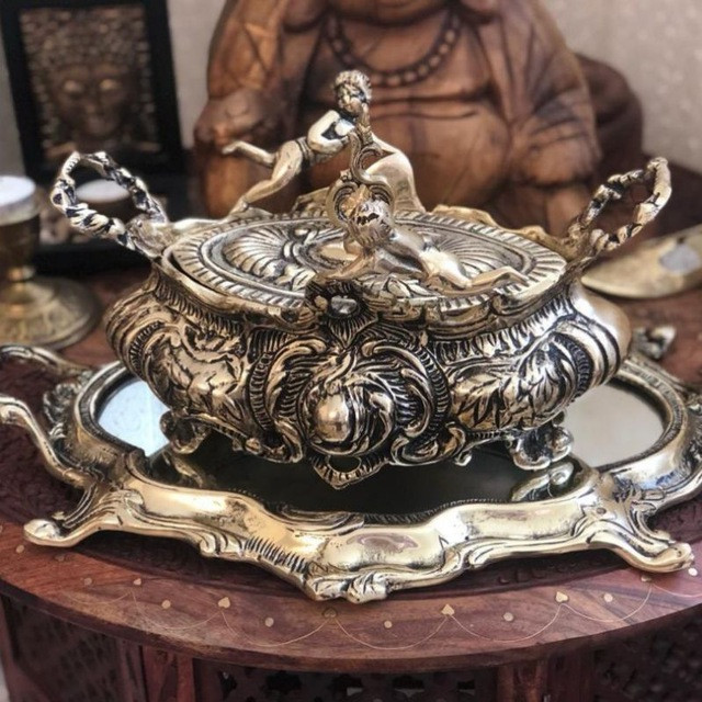 شکلاتخوری جاردین برنز و سینی آینه ای سایز شماره 2 مدل پسربچه