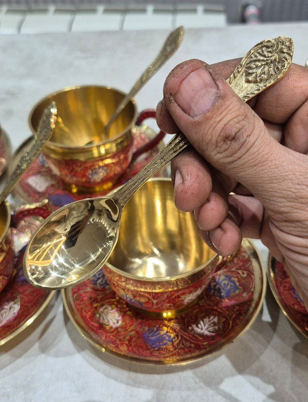 ست چای خوری قلم زده رنگی هندی